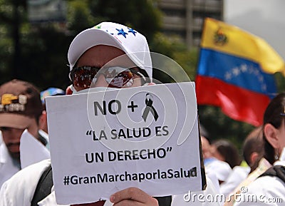 Venezuelans protest about medicine shortages Editorial Stock Photo